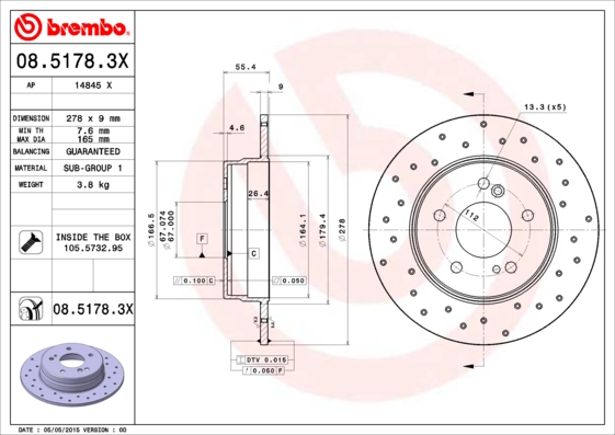 Disc frana BREMBO 08.5178.3X
