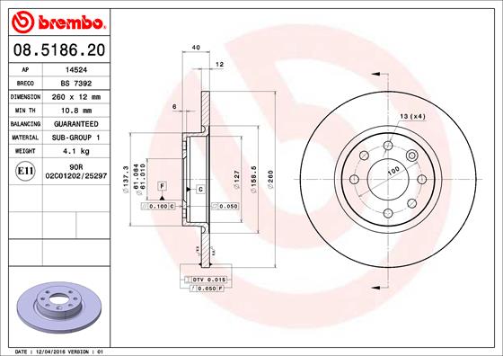 Disc frana BREMBO 08.5186.20