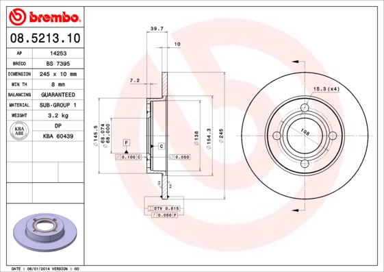Disc frana BREMBO 08.5213.10