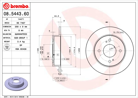 Disc frana BREMBO 08.5443.60