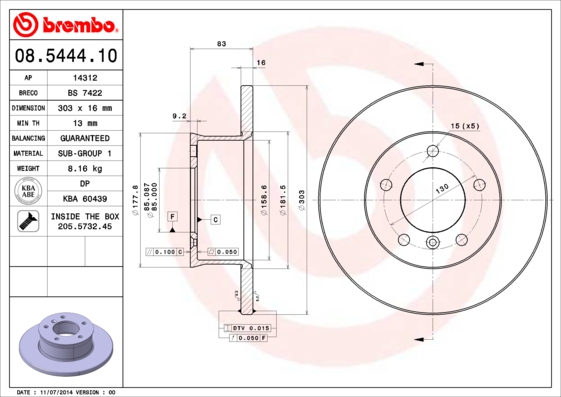 Disc frana BREMBO 08.5444.10