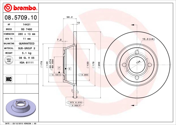 Disc frana BREMBO 08.5709.10