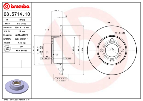 Disc frana BREMBO 08.5714.10