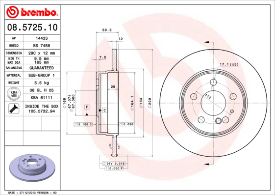 Disc frana BREMBO 08.5725.10