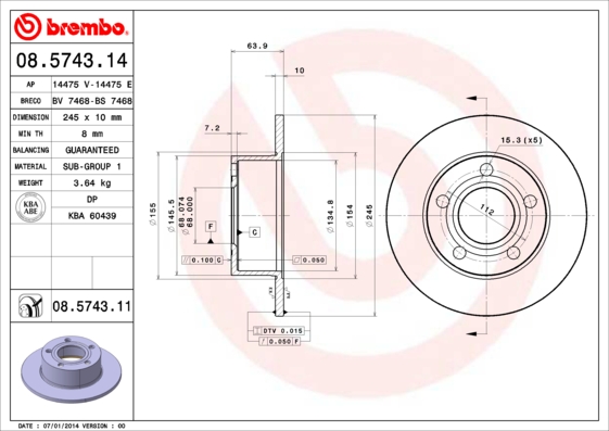 Disc frana BREMBO 08.5743.11