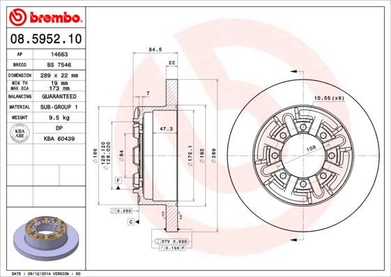 Disc frana BREMBO 08.5952.10