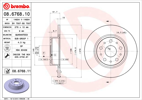 Disc frana BREMBO 08.6768.11