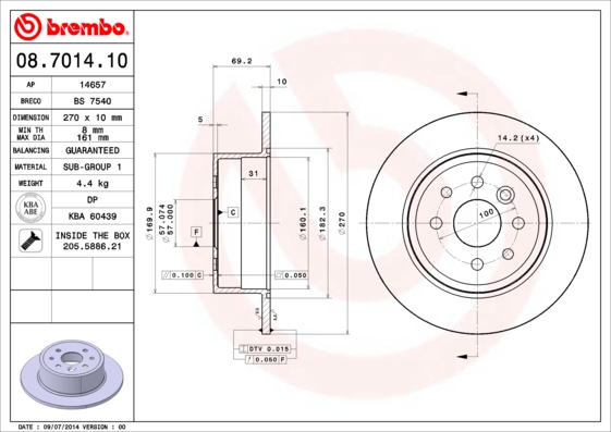 Disc frana BREMBO 08.7014.10