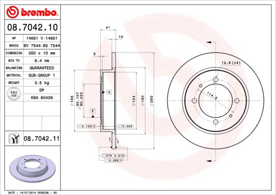 Disc frana BREMBO 08.7042.11