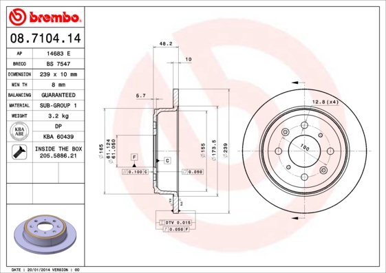 Disc frana BREMBO 08.7104.14