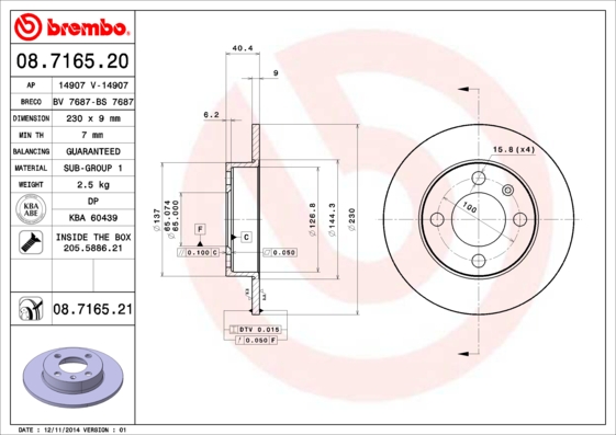 Disc frana BREMBO 08.7165.21