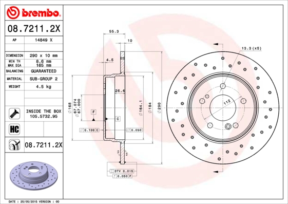 Disc frana BREMBO 08.7211.2X
