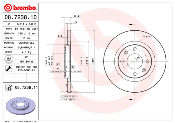 Disc frana BREMBO 08.7238.10