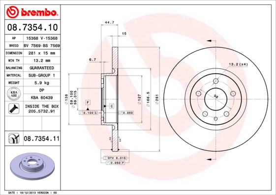 Disc frana BREMBO 08.7354.10