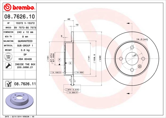 Disc frana BREMBO 08.7626.11