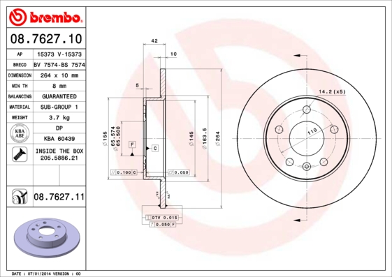Disc frana BREMBO 08.7627.11