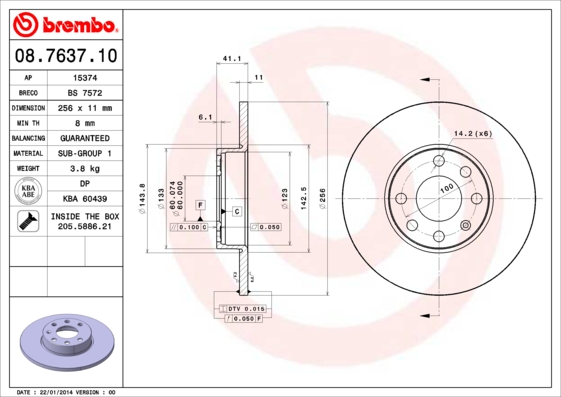 Disc frana BREMBO 08.7637.10