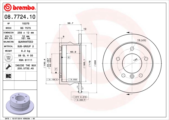 Disc frana BREMBO 08.7724.10