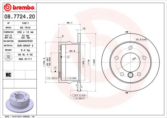 Disc frana BREMBO 08.7724.20