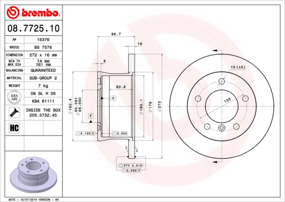 Disc frana BREMBO 08.7725.10