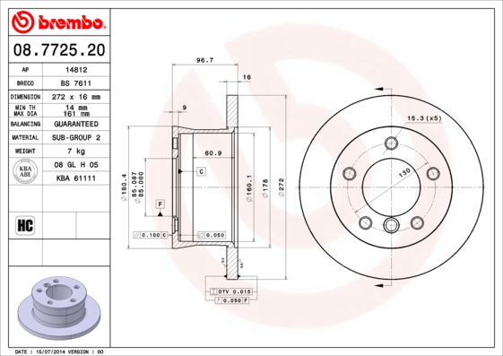 Disc frana BREMBO 08.7725.20
