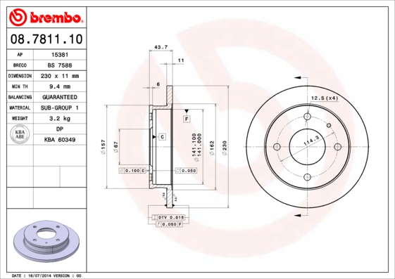 Disc frana BREMBO 08.7811.10