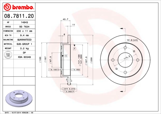 Disc frana BREMBO 08.7811.20