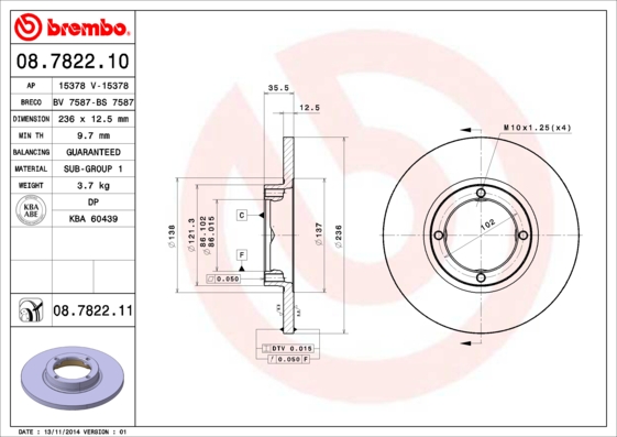 Disc frana BREMBO 08.7822.10