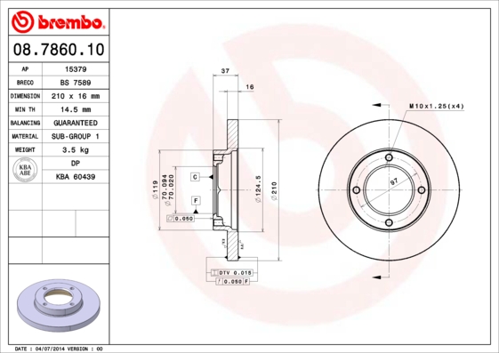 Disc frana BREMBO 08.7860.10