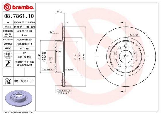 Disc frana BREMBO 08.7861.11