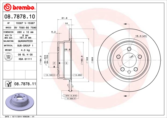 Disc frana BREMBO 08.7878.11