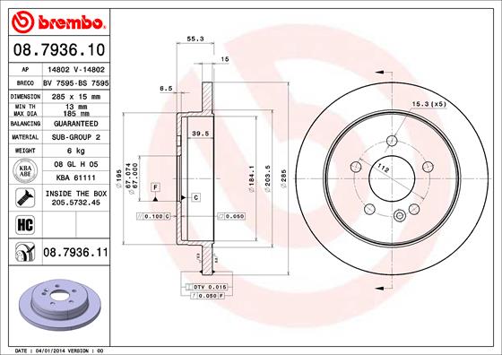 Disc frana BREMBO 08.7936.11