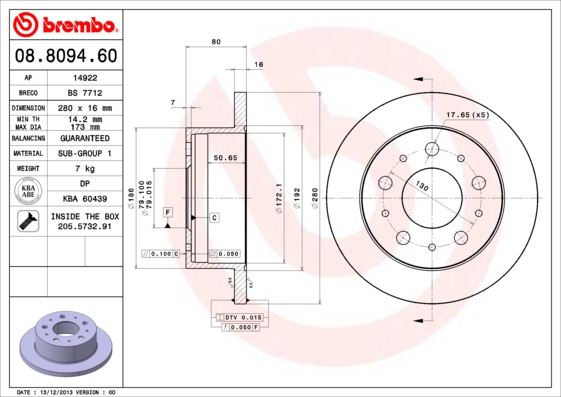Disc frana BREMBO 08.8094.60