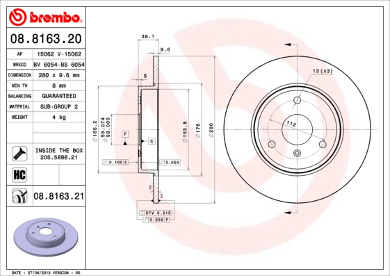Disc frana BREMBO 08.8163.21