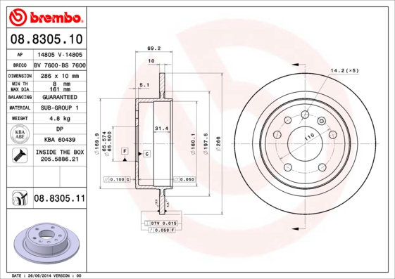 Disc frana BREMBO 08.8305.11