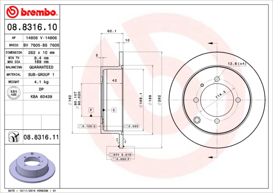 Disc frana BREMBO 08.8316.11