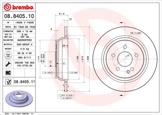 Disc frana BREMBO 08.8405.10