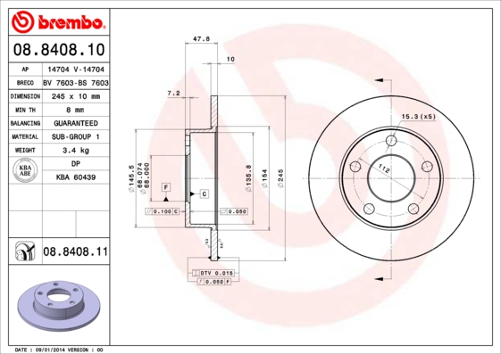 Disc frana BREMBO 08.8408.11