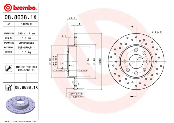 Disc frana BREMBO 08.8638.1X