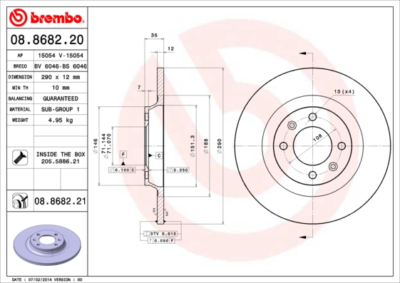 Disc frana BREMBO 08.8682.21