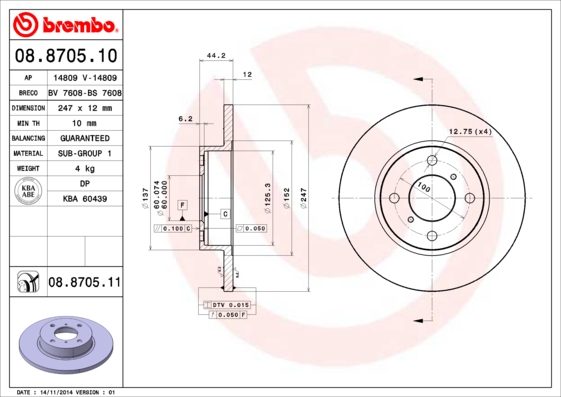 Disc frana BREMBO 08.8705.10