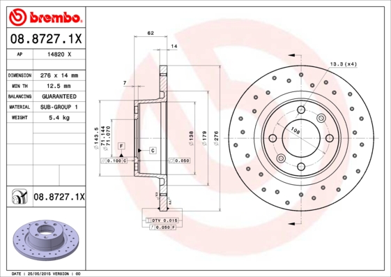 Disc frana BREMBO 08.8727.1X