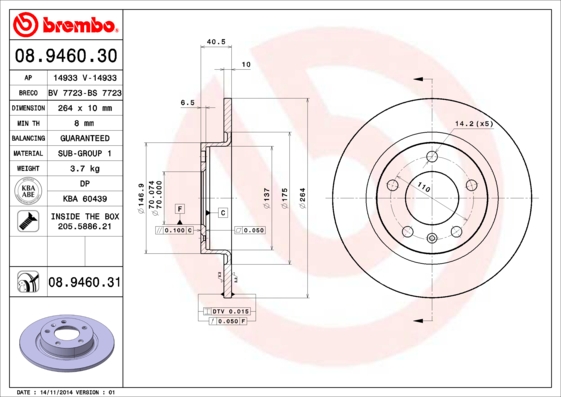 Disc frana BREMBO 08.9460.31