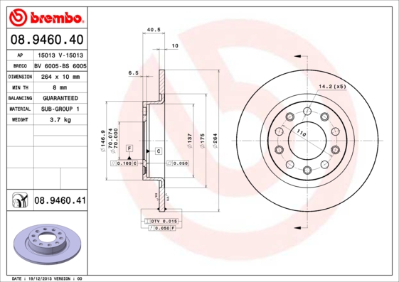 Disc frana BREMBO 08.9460.41