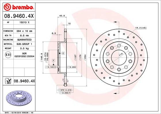 Disc frana BREMBO 08.9460.4X