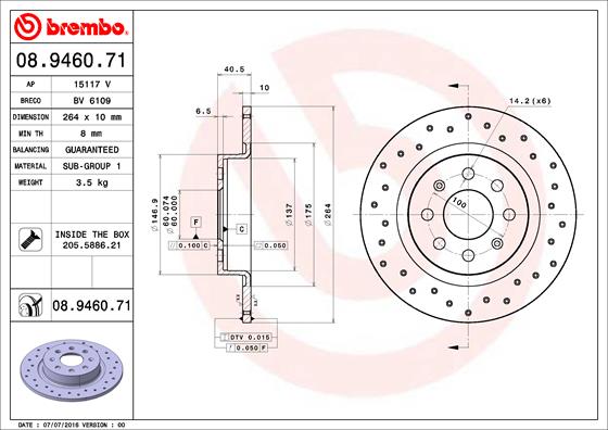 Disc frana BREMBO 08.9460.71