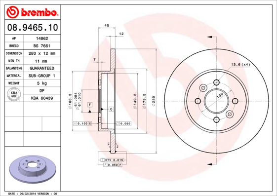 Disc frana BREMBO 08.9465.10