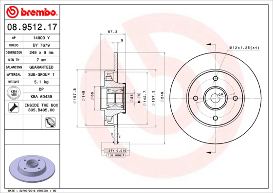 Disc frana BREMBO 08.9512.17