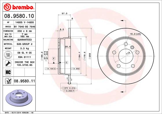 Disc frana BREMBO 08.9580.11