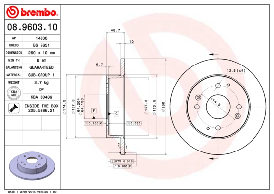 Disc frana BREMBO 08.9603.10